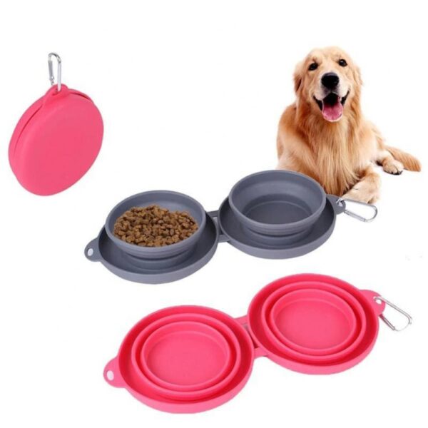 Rubber Foldable Double Bowl Pet Feeding Bowl Pets Supplies Dog Cat Bowls - Image 8