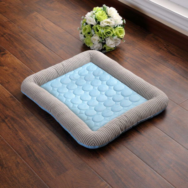 Pet Cooling Pad Bed For Dogs Cats Puppy Kitten Cool Mat Pet Blanket Ice Silk Material Soft For Summer Sleeping  Blue Breathable - Image 5