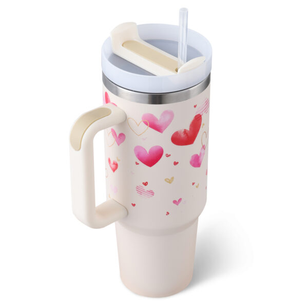 40 Oz Tumbler With Handle Straw Insulated, Stainless Steel Spill Proof Vacuum Coffee Cup Tumbler With Lid Tapered Mug Gifts For Valentine Lover Suitable For Car Gym Office Travel - Image 3