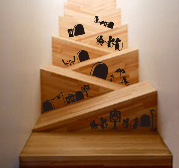 Mouse family wall sticker living room bedroom staircase decoration sticker - Image 3