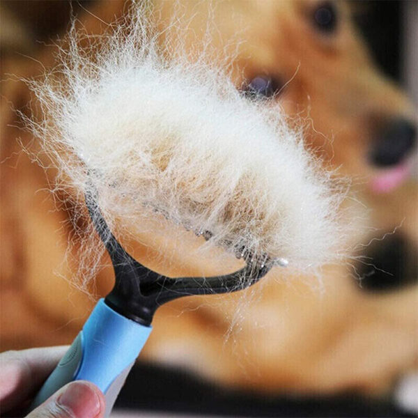 Grooming Brush For Pet Dog Cat Deshedding Tool Rake Comb Fur Remover Reduce 2-Side Dematting Tool For Dogs Cats Pets Grooming Brush Double Sided Shedding And Dematting Undercoat Rake Hair Removal Comb - Image 8