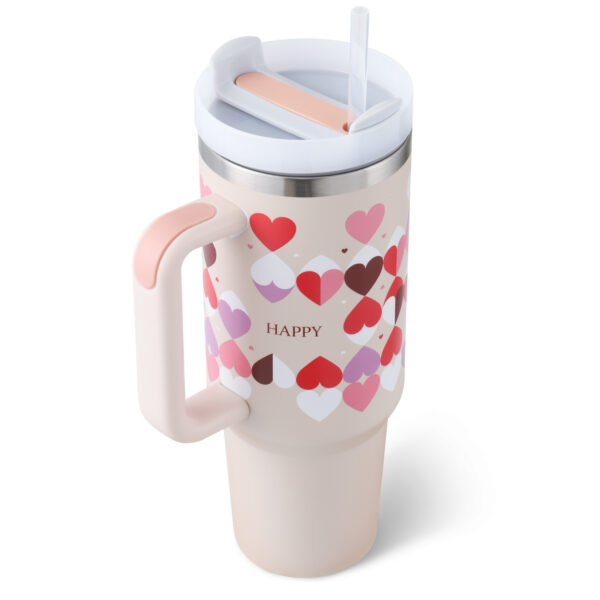 40 Oz Tumbler With Handle Straw Insulated, Stainless Steel Spill Proof Vacuum Coffee Cup Tumbler With Lid Tapered Mug Gifts For Valentine Lover Suitable For Car Gym Office Travel - Image 9