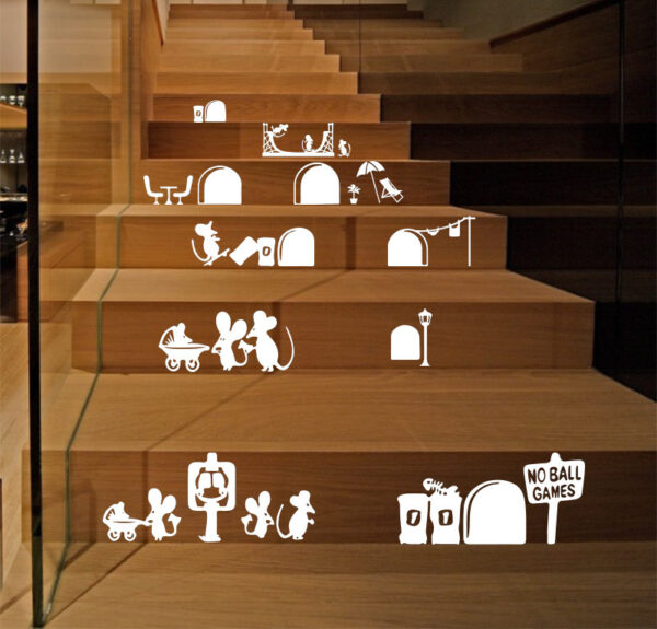 Mouse family wall sticker living room bedroom staircase decoration sticker - Image 4