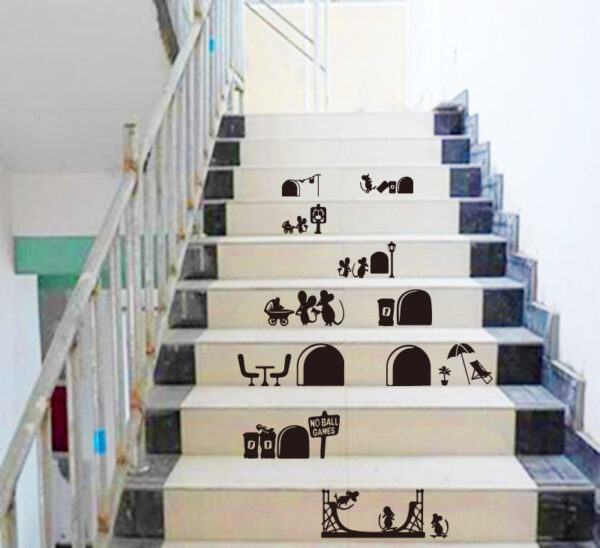 Mouse family wall sticker living room bedroom staircase decoration sticker - Image 2