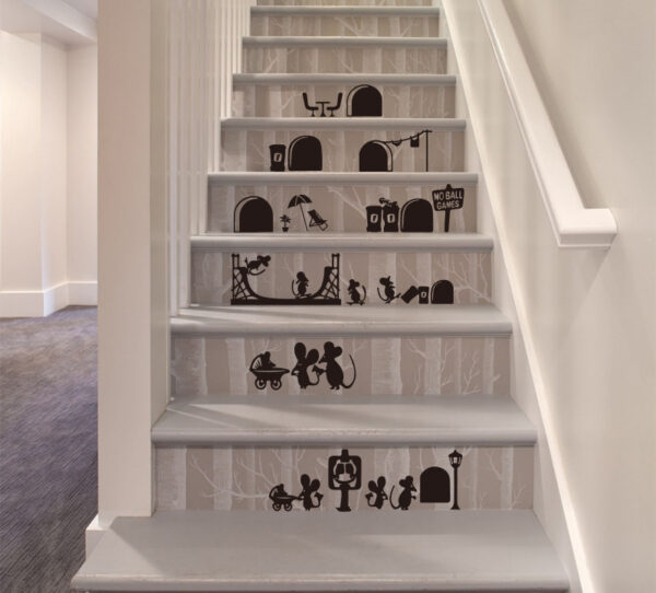 Mouse family wall sticker living room bedroom staircase decoration sticker - Image 5