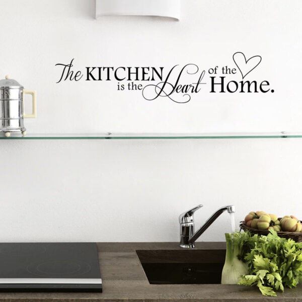 New Kitchen Is Heart Of The Home Letter Pattern Wall Sticker PVC Removable Home Decor DIY Wall Art MURAL