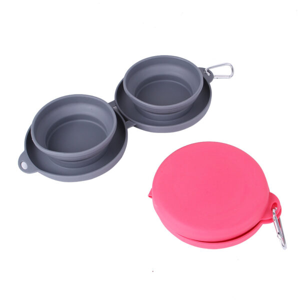 Rubber Foldable Double Bowl Pet Feeding Bowl Pets Supplies Dog Cat Bowls - Image 7