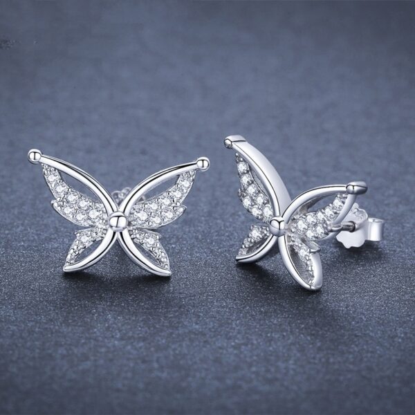 Personality All-Match Full Rhinestone Zircon Butterfly Copper-plated Stud Earrings - Image 3