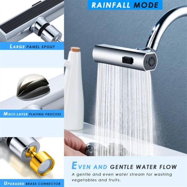 Kitchen Faucet Waterfall Outlet Splash Proof Universal Rotating Bubbler Multifunctional Water Nozzle Extension Kitchen Gadgets - Image 3