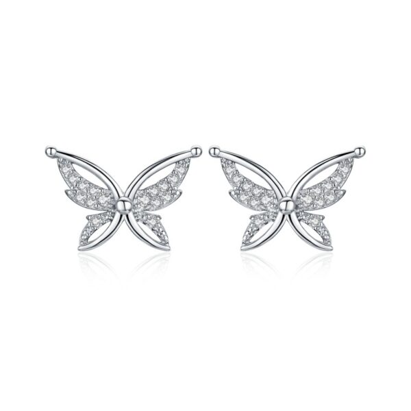 Personality All-Match Full Rhinestone Zircon Butterfly Copper-plated Stud Earrings - Image 2